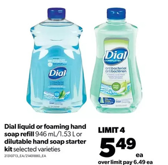 Real Canadian Superstore Dial liquid or foaming hand soap refill or dilutable hand soap starter kit offer