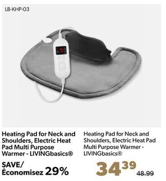 Shopper+ Heating pad for neck and shoulders, electric heat pad multi purpose warmer - livingbasics offer