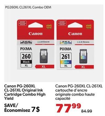 Shopper+ Canon pg-260xl cl-261xl original ink cartridge combo high yield offer