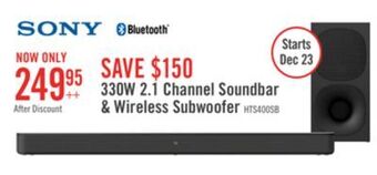 The Brick Sony 2.1-channel 330 w soundbar with wireless subwoofer - 4a1356 offer