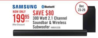 The Brick Samsung 300 w 2.1-channel soundbar with wireless subwoofer - hw-b450/zc offer