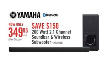 The Brick Yamaha yas-209 soundbar and wireless subwoofer with bluetooth and dts virtual:x offer