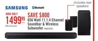 The Brick Samsung 11.1.4 channel soundbar with wireless subwoofer and rear speakers - hw-q990b/zc hwq990bs offer