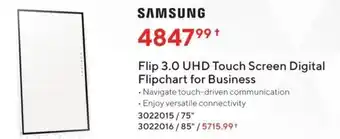 Staples Samsung Flip 3.0 UHD Touch Screen Digital Flipchart for Business offer