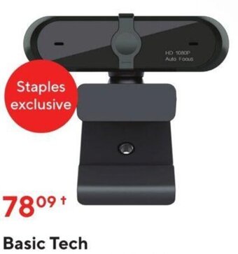 Staples Basic Tech Webcam with full HD 1080p Resolution and Integrated Privacy Lens Cover offer