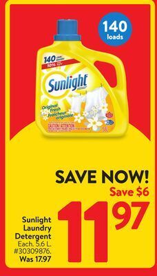 Walmart Sunlight laundry detergent offer