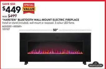 Lowe's Napoleon "harsten" bluetooth wall-mount electric fireplace 50" offer