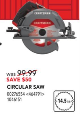 Lowe's Craftsman circular saw offer