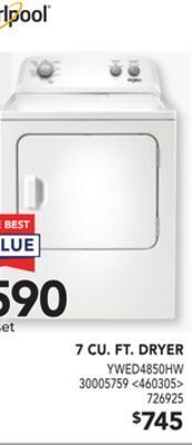 Lowe's Whirlpool 7 cu. ft. dryer offer