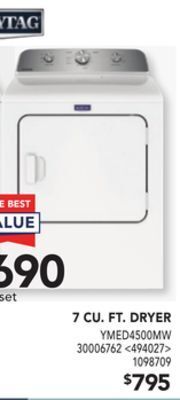 Lowe's Maytag 7 cu. ft. dryer offer