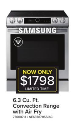 Leon's Samsung stainless steel electric range with true convection and air fry (6.3 cu.ft) - ne63t8711ss/ac offer