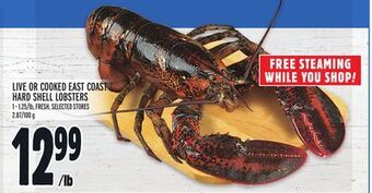 Metro Live or cooked east coast hard shell lobsters offer
