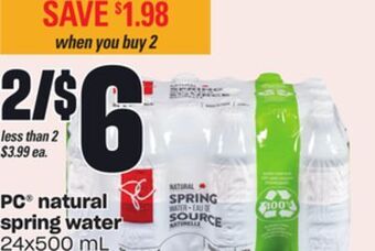 Independent Grocer Pc® natural spring water, 24x500 ml offer