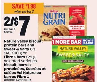 Independent Grocer Nature valley biscuit, protein bars and sweet & salty, 6's 148-210 g or fibre 1 bars, 125 g offer
