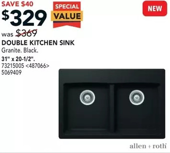 Lowe's Allen + roth double kitchen sink offer