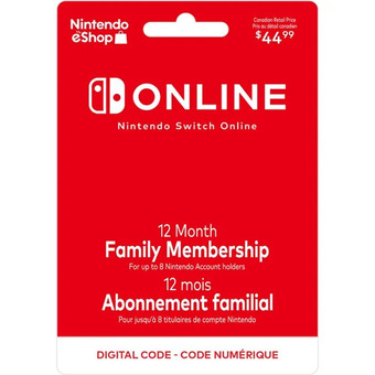 GameStop Nintendo switch online 12-month family membership offer