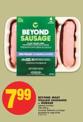 No Frills Beyond meat italian sausages or burger, 226/400 g offer