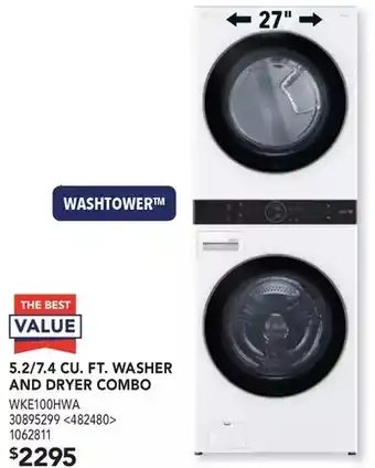 Lowe's 5.2/7.4 cu. ft. washer and dryer combo offer