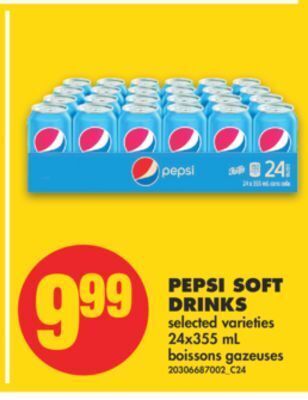 No Frills Pepsi soft drinks, 24x355 ml offer