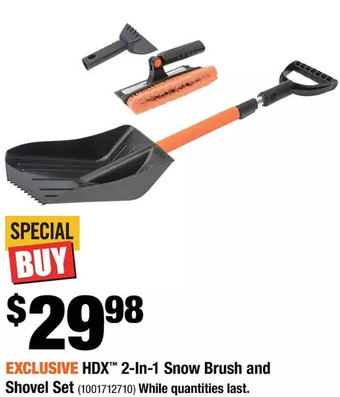 Home Depot Hdx 2-in-1 snow brush and shovel set offer