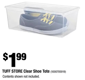 Home Depot Tuff store clear shoe tote offer