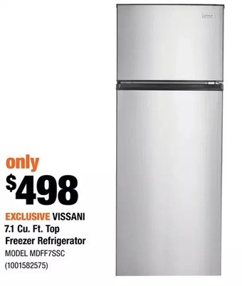 Home Depot Vissani 7.1 cu. ft. top freezer refrigerator offer