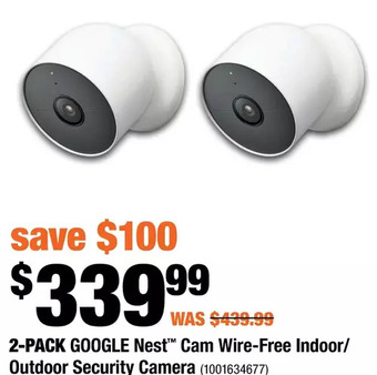 Home Depot 2-pack google nest cam wire-free indoor/outdoor security camera offer