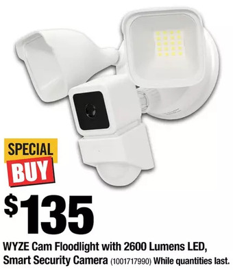 Home Depot Wyze cam floodlight with 2600 lumens led, smart security camera offer