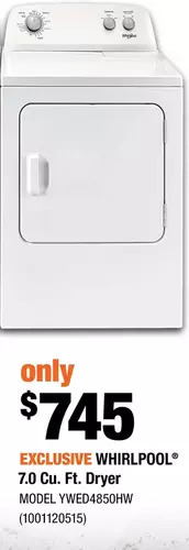 Home Depot Whirlpool 7.0 cu. ft. dryer offer