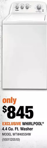 Home Depot Whirlpool 4.4 cu. ft. washer offer