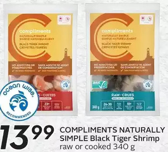 Sobeys Compliments naturally simple black tiger shrimp offer