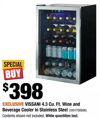 Home Depot Vissani 4.3 cu. ft. wine and beverage cooler in stainless steel offer