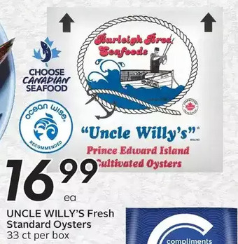 Sobeys Uncle willy's fresh standard oysters offer