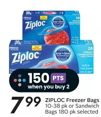 Sobeys Ziploc freezer bags or sandwich bags offer