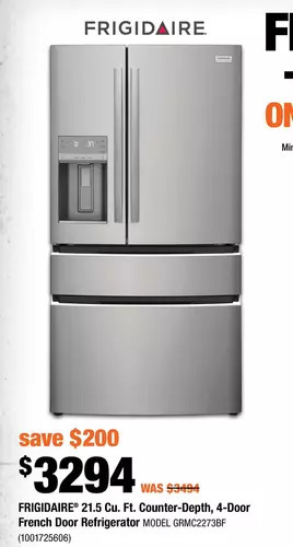 Home Depot Frigidaire 21.5 cu. ft. counter-depth, 4-door french door refrigerator offer