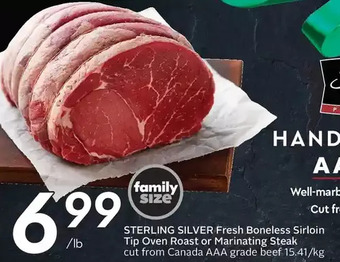 Sobeys Sterling silver fresh boneless sirloin tip oven roast or marinating steak offer