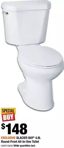 Home Depot Glacier bay 4.8l round-front all-in-one toilet offer