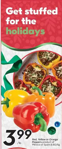 Sobeys Red, yellow or orange peppers offer