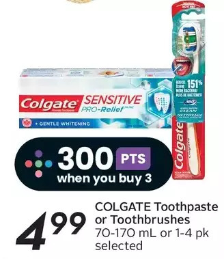 Sobeys Colgate toothpaste or toothbrushes offer