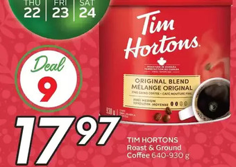 Sobeys Tim hortons roast & ground coffee offer