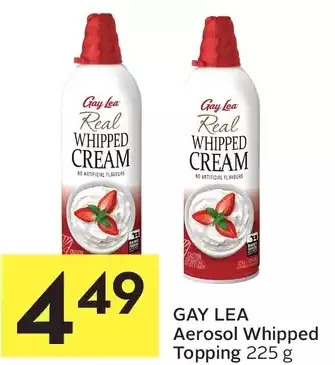 Foodland Gay lea aerosol whipped topping offer