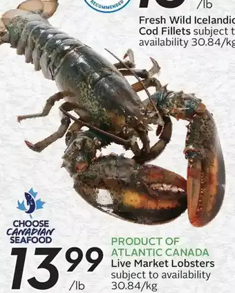 Sobeys Live market lobsters offer