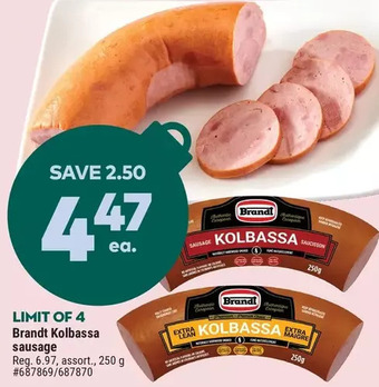 Giant Tiger Brandt kolbassa sausage offer
