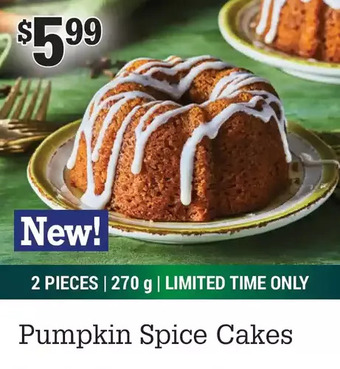 M & M Food Market Pumpkin spice cakes offer