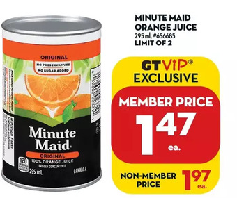 Giant Tiger Minute maid orange juice offer