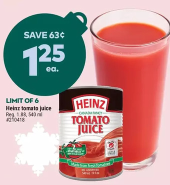 Giant Tiger Heinz tomato juice offer