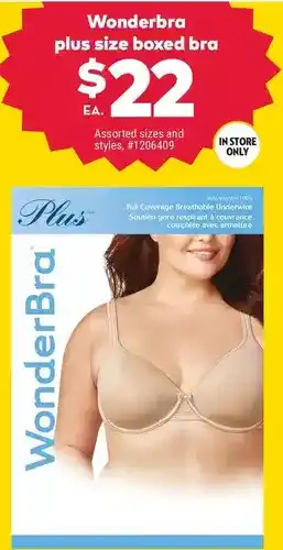 Giant Tiger Wonderbra plus size boxed bra offer