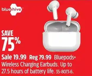 Canadian Tire Blue hive bluepods+wireless charging earbuds. offer