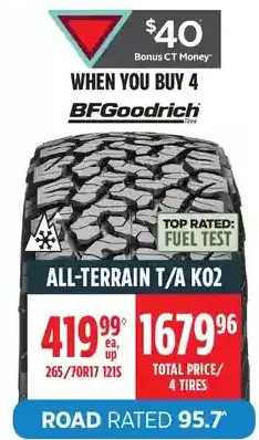 Canadian Tire Bfgoodrich all-terrain t/a ko2 offer
