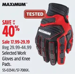 Canadian Tire Maximum work gloves and knee pads offer
